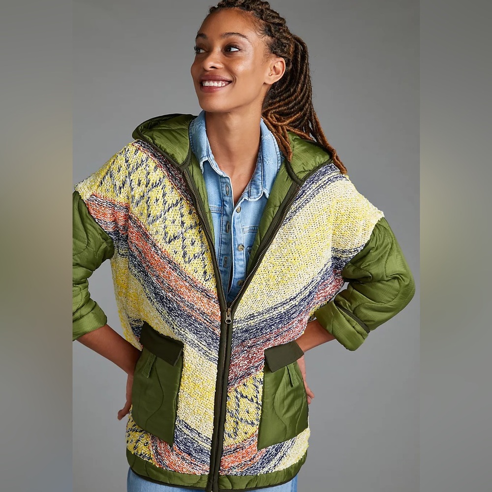 Anthropologie Pilcro Knit Quilted Coat